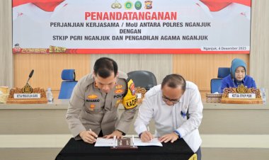 Tingkatkan-Sinergitas-Kapolres-Nganjuk-Tandatangani-MoU-dengan-STKIP-PGRI-dan-Pengadilan-Agama