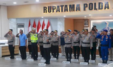 Jelang-Hari-Bhayangkara-ke-80,-Polda-Jatim-Ikuti-Upacara-Pemuliaan-Nilai-Nilai-Tribrata